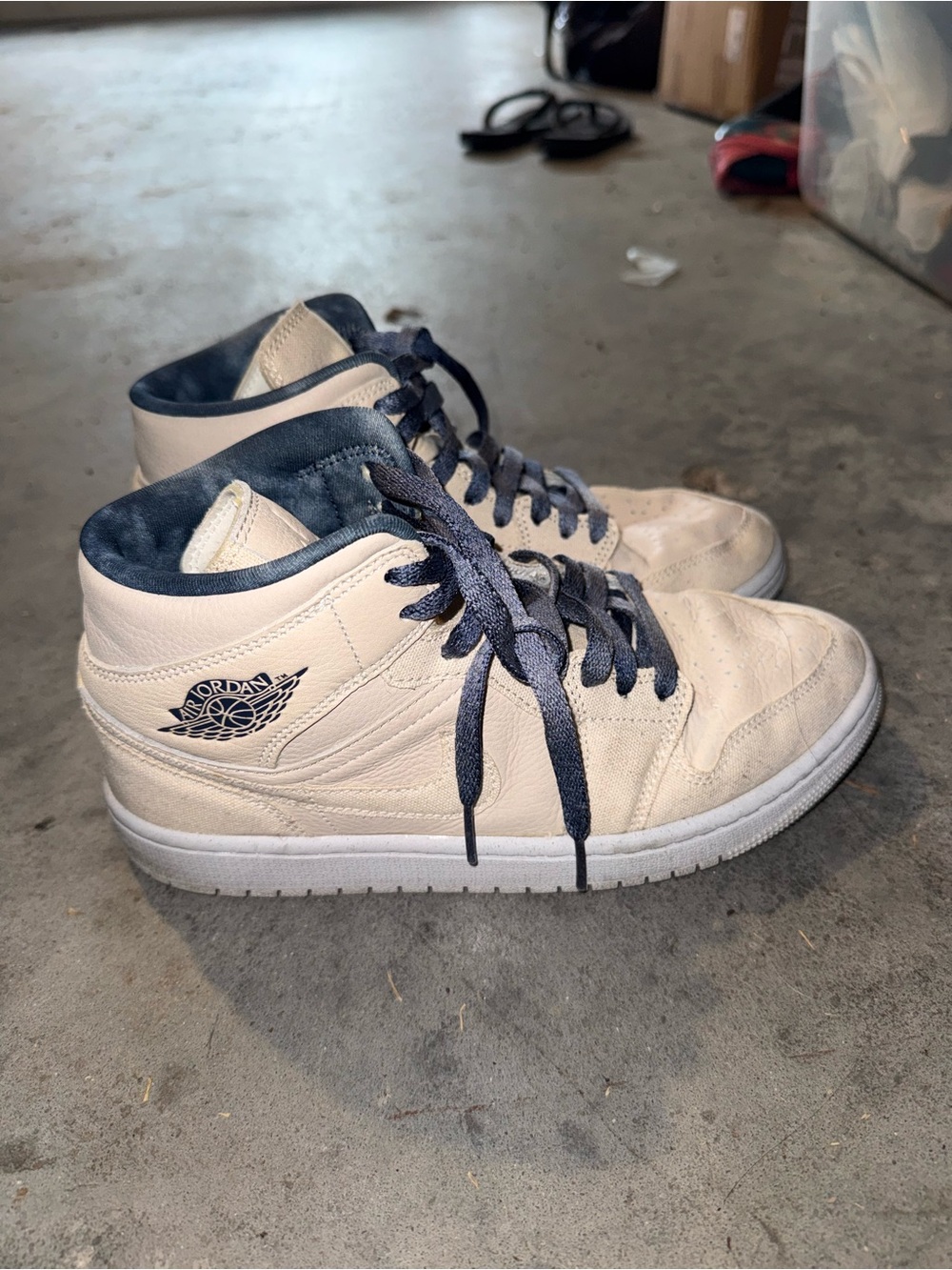 Jordan Mid-Top Sneakers in Cream with Navy Details